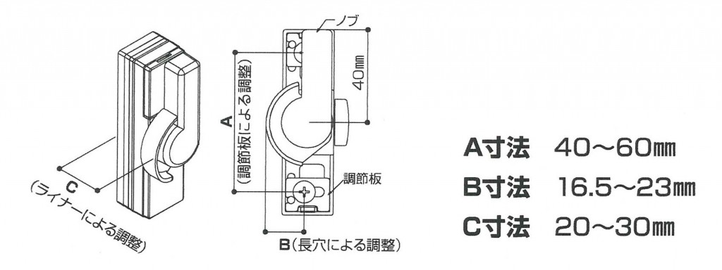 ＹＫＫＡＰ汎用クレセント（適用寸法）